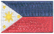 Midsize Flag Patch of Philippines - 1½x2½" embroidered Midsize Flag Patch of the Philippines.<BR>Combines with our other Midsize Flag Patches for discounts.