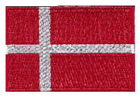 Mezzo Flag Patch of Denmark - 2x3" embroidered Mezzo Flag Patch of Denmark .<BR>Combines with our other Mezzo Flag Patches for discounts.