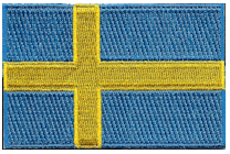 Mezzo Flag Patch of Sweden - 2x3" embroidered Mezzo Flag Patch of Sweden .<BR>Combines with our other Mezzo Flag Patches for discounts.
