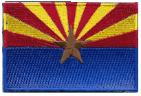 Mezzo Flag Patch of State of Arizona - 2x3" embroidered Mezzo Flag Patch of State of Arizona .<BR>Combines with our other State Mezzo Flag Patches for discounts.
