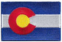 Mezzo Flag Patch of State of Colorado - 2x3" embroidered Mezzo Flag Patch of State of Colorado .<BR>Combines with our other State Mezzo Flag Patches for discounts.