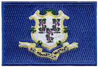 Mezzo Flag Patch of State of Connecticut - 2x3" embroidered Mezzo Flag Patch of State of Connecticut .<BR>Combines with our other State Mezzo Flag Patches for discounts.