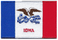 Mezzo Flag Patch of State of Iowa - 2x3" embroidered Mezzo Flag Patch of State of Iowa .<BR>Combines with our other State Mezzo Flag Patches for discounts.