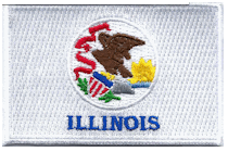 Mezzo Flag Patch of State of Illinois - 2x3" embroidered Mezzo Flag Patch of State of Illinois .<BR>Combines with our other State Mezzo Flag Patches for discounts.