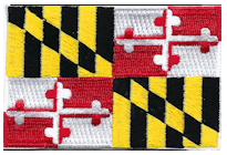 Mezzo Flag Patch of State of Maryland - 2x3" embroidered Mezzo Flag Patch of State of Maryland .<BR>Combines with our other State Mezzo Flag Patches for discounts.