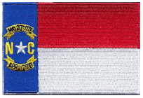 Mezzo Flag Patch of State of North Carolina - 2x3" embroidered Mezzo Flag Patch of State of North Carolina .<BR>Combines with our other State Mezzo Flag Patches for discounts.