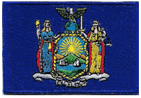 Mezzo Flag Patch of State of New York - 2x3" embroidered Mezzo Flag Patch of State of New York .<BR>Combines with our other State Mezzo Flag Patches for discounts.