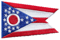 Mezzo Flag Patch of State of Ohio - 2x3" embroidered Mezzo Flag Patch of State of Ohio .<BR>Combines with our other State Mezzo Flag Patches for discounts.