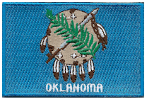 Mezzo Flag Patch of State of Oklahoma - 2x3" embroidered Mezzo Flag Patch of State of Oklahoma .<BR>Combines with our other State Mezzo Flag Patches for discounts.