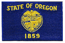 Mezzo Flag Patch of State of Oregon - 2x3" embroidered Mezzo Flag Patch of State of Oregon .<BR>Combines with our other State Mezzo Flag Patches for discounts.