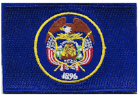 Mezzo Flag Patch of State of Utah - 2x3" embroidered Mezzo Flag Patch of State of Utah .<BR>Combines with our other State Mezzo Flag Patches for discounts.