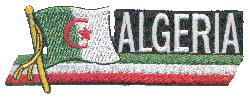 Cut-Out Flag Patch of Algeria - 1¾x4¾" embroidered Cut-Out Flag Patch of Algeria.<BR>Combines with our other Cut-Out Flag Patches for discounts.