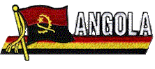 Cut-Out Flag Patch of Angola - 1¾x4¾" embroidered Cut-Out Flag Patch of Angola.<BR>Combines with our other Cut-Out Flag Patches for discounts.