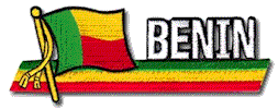 Cut-Out Flag Patch of Benin - 1¾x4¾" embroidered Cut-Out Flag Patch of Benin.<BR>Combines with our other Cut-Out Flag Patches for discounts.