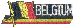 Cut-Out Flag Patch of Belgium - 1¾x4¾" embroidered Cut-Out Flag Patch of Belgium.<BR>Combines with our other Cut-Out Flag Patches for discounts.