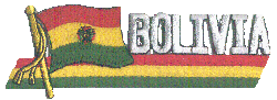 Cut-Out Flag Patch of Bolivia - 1¾x4¾" embroidered Cut-Out Flag Patch of Bolivia.<BR>Combines with our other Cut-Out Flag Patches for discounts.