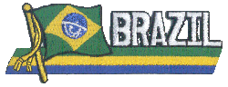 Cut-Out Flag Patch of Brazil - 1¾x4¾" embroidered Cut-Out Flag Patch of Brazil.<BR>Combines with our other Cut-Out Flag Patches for discounts.