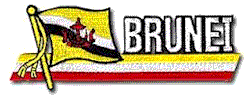 Cut-Out Flag Patch of Brunei - 1¾x4¾" embroidered Cut-Out Flag Patch of Brunei.<BR>Combines with our other Cut-Out Flag Patches for discounts.