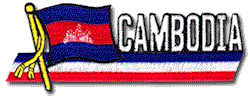 Cut-Out Flag Patch of Cambodia - 1¾x4¾" embroidered Cut-Out Flag Patch of Cambodia.<BR>Combines with our other Cut-Out Flag Patches for discounts.