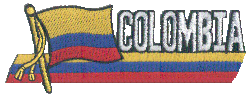 Cut-Out Flag Patch of Colombia - 1¾x4¾" embroidered Cut-Out Flag Patch of Colombia.<BR>Combines with our other Cut-Out Flag Patches for discounts.