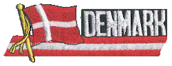 Cut-Out Flag Patch of Denmark - 1¾x4¾" embroidered Cut-Out Flag Patch of Denmark.<BR>Combines with our other Cut-Out Flag Patches for discounts.