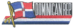 Cut-Out Flag Patch of Dominican Republic - 1¾x4¾" embroidered Cut-Out Flag Patch of Dominican Republic.<BR>Combines with our other Cut-Out Flag Patches for discounts.