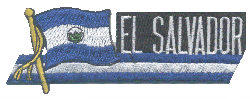 Cut-Out Flag Patch of El Salvador - 1¾x4¾" embroidered Cut-Out Flag Patch of El Salvador.<BR>Combines with our other Cut-Out Flag Patches for discounts.