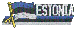 Cut-Out Flag Patch of Estonia - 1¾x4¾" embroidered Cut-Out Flag Patch of Estonia.<BR>Combines with our other Cut-Out Flag Patches for discounts.