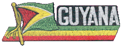 Cut-Out Flag Patch of Guyana - 1¾x4¾" embroidered Cut-Out Flag Patch of Guyana.<BR>Combines with our other Cut-Out Flag Patches for discounts.