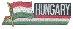 Cut-Out Flag Patch of Hungary - 1¾x4¾" embroidered Cut-Out Flag Patch of Hungary.<BR>Combines with our other Cut-Out Flag Patches for discounts.