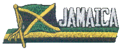 Cut-Out Flag Patch of Jamaica - 1¾x4¾" embroidered Cut-Out Flag Patch of Jamaica.<BR>Combines with our other Cut-Out Flag Patches for discounts.