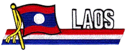 Cut-Out Flag Patch of Laos - 1¾x4¾" embroidered Cut-Out Flag Patch of Laos.<BR>Combines with our other Cut-Out Flag Patches for discounts.