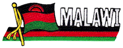 Cut-Out Flag Patch of Malawi - 1¾x4¾" embroidered Cut-Out Flag Patch of Malawi.<BR>Combines with our other Cut-Out Flag Patches for discounts.