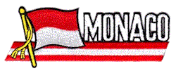Cut-Out Flag Patch of Monaco - 1¾x4¾" embroidered Cut-Out Flag Patch of Monaco.<BR>Combines with our other Cut-Out Flag Patches for discounts.