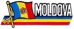 Cut-Out Flag Patch of Moldova - 1¾x4¾" embroidered Cut-Out Flag Patch of Moldova.<BR>Combines with our other Cut-Out Flag Patches for discounts.