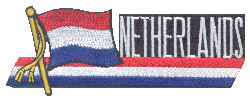 Cut-Out Flag Patch of Netherlands - 1¾x4¾" embroidered Cut-Out Flag Patch of Netherlands.<BR>Combines with our other Cut-Out Flag Patches for discounts.