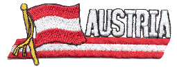 Cut-Out Flag Patch of Austria - 1¾x4¾" embroidered Cut-Out Flag Patch of Austria.<BR>Combines with our other Cut-Out Flag Patches for discounts.
