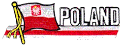 Cut-Out Flag Patch of Poland with Eagle - 1¾x4¾" embroidered Cut-Out Flag Patch of Poland with Eagle.<BR>Combines with our other Cut-Out Flag Patches for discounts.