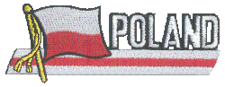 Cut-Out Flag Patch of Poland - 1¾x4¾" embroidered Cut-Out Flag Patch of Poland.<BR>Combines with our other Cut-Out Flag Patches for discounts.