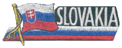 Cut-Out Flag Patch of Slovak Republic - 1¾x4¾" embroidered Cut-Out Flag Patch of Slovak Republic.<BR>Combines with our other Cut-Out Flag Patches for discounts.