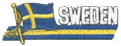 Cut-Out Flag Patch of Sweden - 1¾x4¾" embroidered Cut-Out Flag Patch of Sweden.<BR>Combines with our other Cut-Out Flag Patches for discounts.