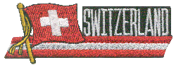 Cut-Out Flag Patch of Switzerland - 1¾x4¾" embroidered Cut-Out Flag Patch of Switzerland.<BR>Combines with our other Cut-Out Flag Patches for discounts.