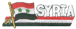 Cut-Out Flag Patch of Syria - 1¾x4¾" embroidered Cut-Out Flag Patch of Syria.<BR>Combines with our other Cut-Out Flag Patches for discounts.