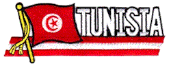 Cut-Out Flag Patch of Tunisia - 1¾x4¾" embroidered Cut-Out Flag Patch of Tunisia.<BR>Combines with our other Cut-Out Flag Patches for discounts.