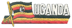 Cut-Out Flag Patch of Uganda - 1¾x4¾" embroidered Cut-Out Flag Patch of Uganda.<BR>Combines with our other Cut-Out Flag Patches for discounts.