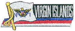 Cut-Out Flag Patch of Virgin Islands - 1¾x4¾" embroidered Cut-Out Flag Patch of Virgin Islands.<BR>Combines with our other Cut-Out Flag Patches for discounts.
