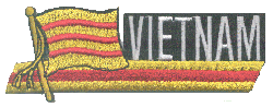 Cut-Out Flag Patch of Vietnam (South) - 1¾x4¾" embroidered Cut-Out Flag Patch of Vietnam (South).<BR>Combines with our other Cut-Out Flag Patches for discounts.