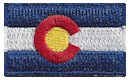 Micro Flag Patch of State of Colorado - ¾x1⅜" embroidered Micro Flag Patch of the State of Colorado.<BR><BR><I>Combines with our other Micro Flag Patches for discounts.</I>