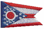 Mini Flag Patch of State of Ohio - 1¼x1¾"  embroidered Mini Flag Patch of the State of Ohio.<BR><BR><I>Combines with our other Mini Flag Patches for discounts.</I>