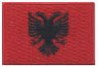 Mini Flag Patch of Albania - 3x4.5cm embroidered Mini Flag Patch of Albania.<BR>Combines with our other Mini Flag Patches for discounts.